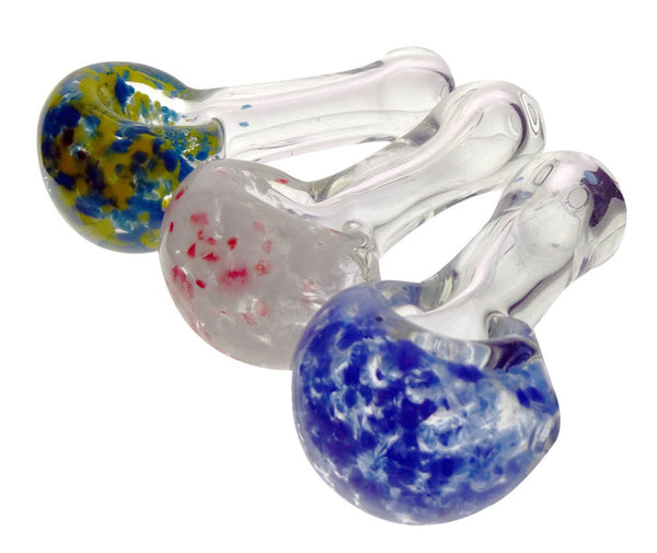 Pipe: 3" Clear Spoon with Frit- Assorted Colours