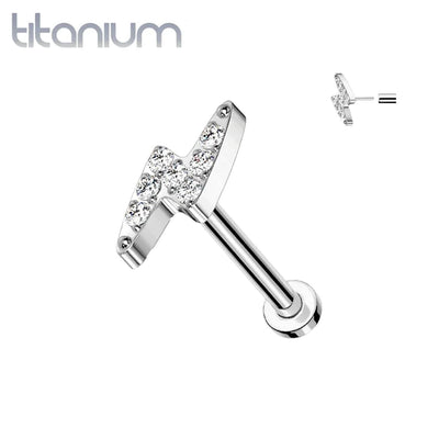 Labret: Titanium Lightning-White CZ