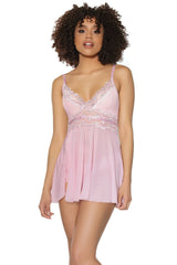 Crystal Visions Babydoll & Thong-Pink