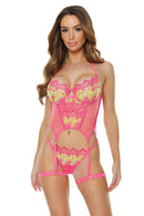 Embroidered Bustier Neon Pink Small