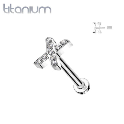 Labret: Titanium Pave X-White CZ