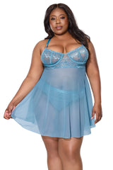 Between Dreams Babydoll Set- Blue