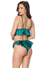 Peplum Bralette & Panty Set- Green