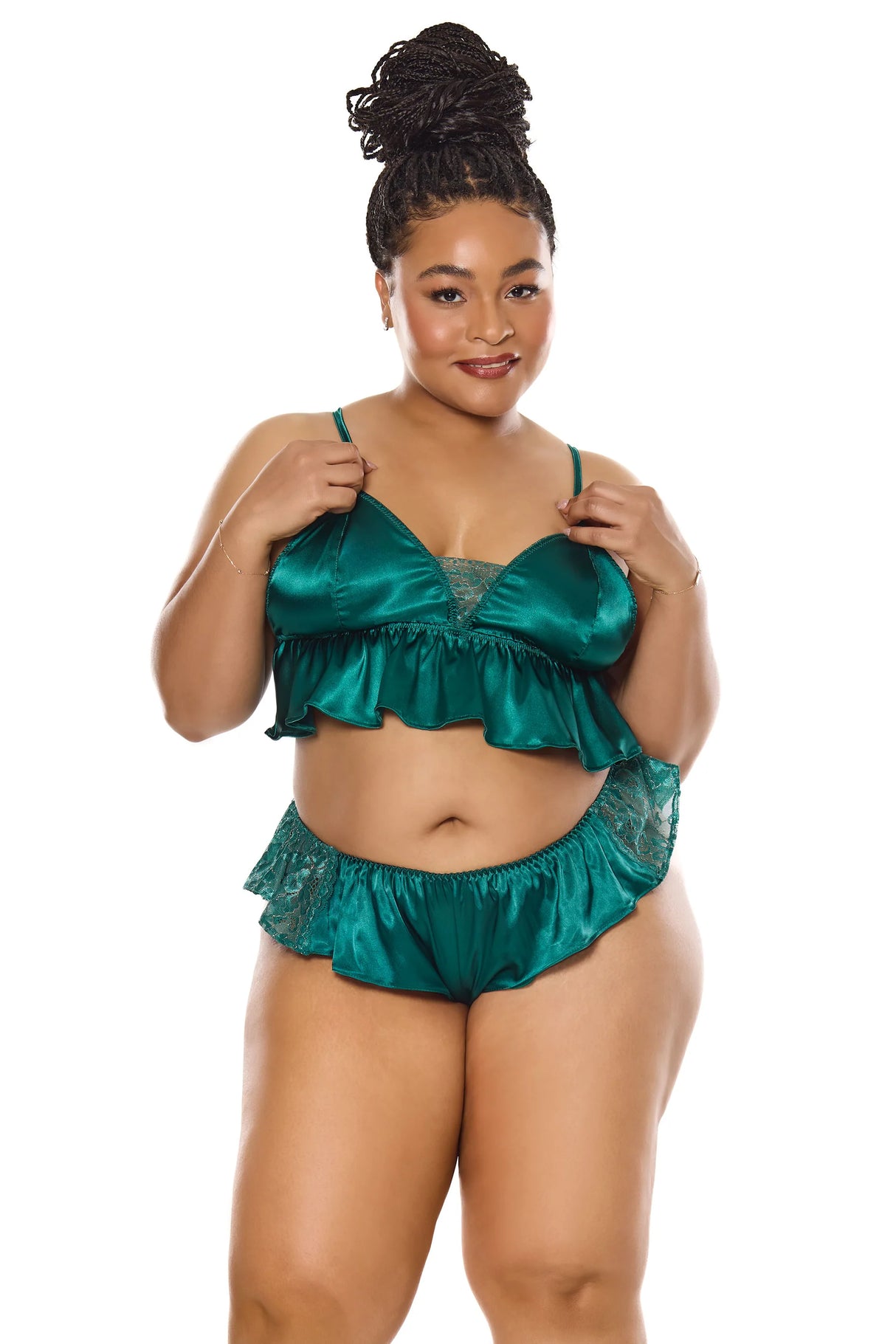 Peplum Bralette & Panty Set- Green