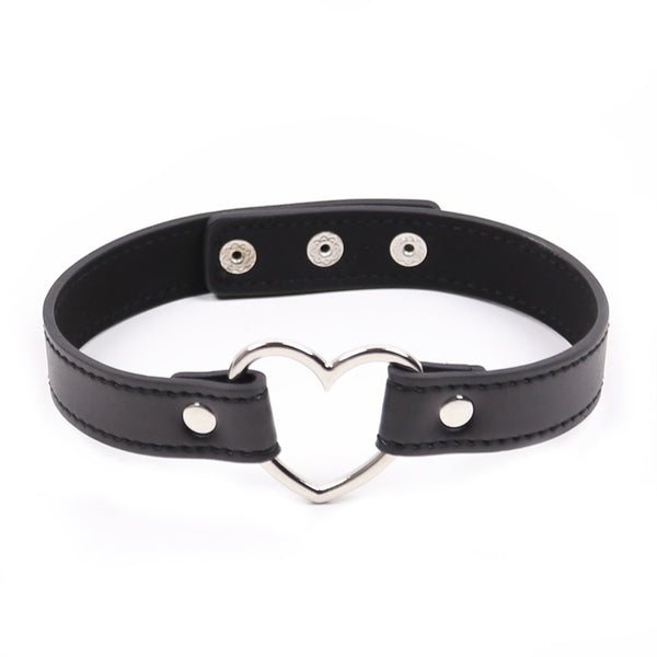 Collar with Heart Connector-Black