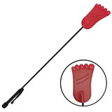 Rouge Leather Foot Riding Crop - Red