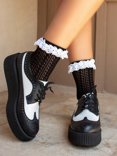 Riley Crochet Anklets-Black/White