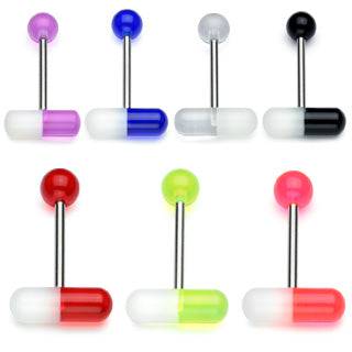 Tongue: Surgical Steel Pill Barbell-Red