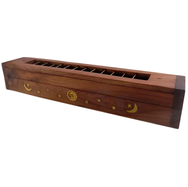 Incense: 12" Wooden Coffin (Stars and Moons)