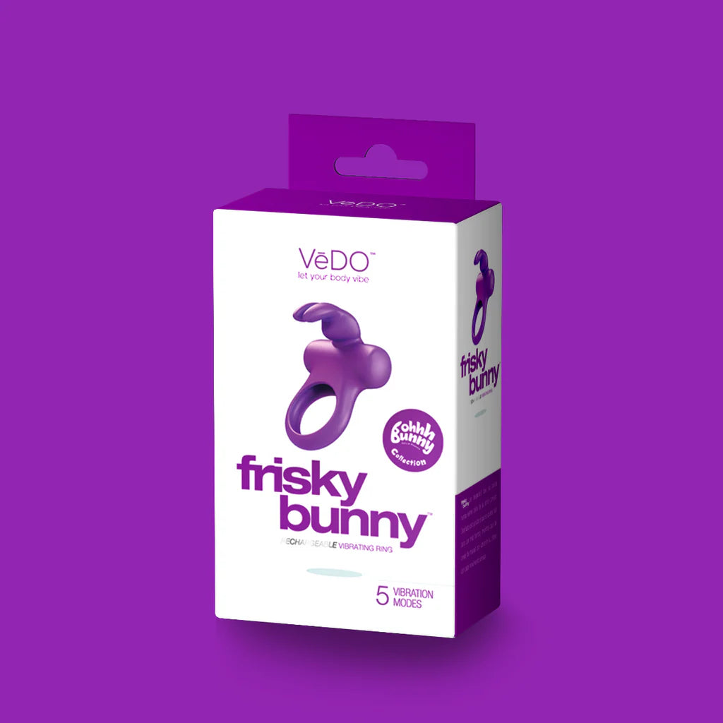 Frisky Bunny Rechargeable Cockring - Purple