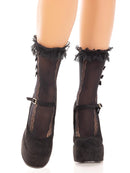 Sweetheart Lace Ankle Socks- One Size Black