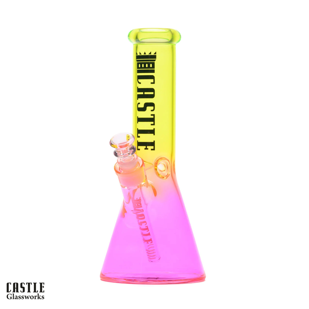 Castle Glass: 12"  Electroplated Dayglo (5mm Thick - Yellow/Pink)