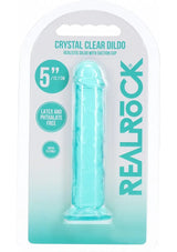 RealRock Crystal Clear 5" Dildo - Turquoise