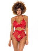 Charlena Cut Out Lace Set S/M- Red