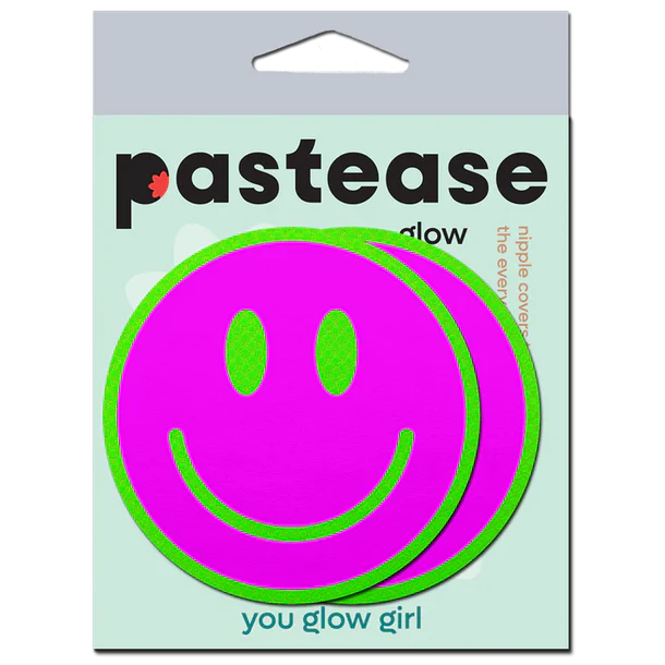 Pasties: Neon Green GID Smiley Face