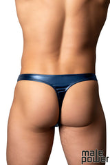 Wet Look Bong Thong- Blue