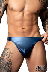 Wet Look Bong Thong- Blue