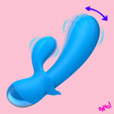 BANG! Flexible Thick Silicone Rabbit Vibrator - Blue