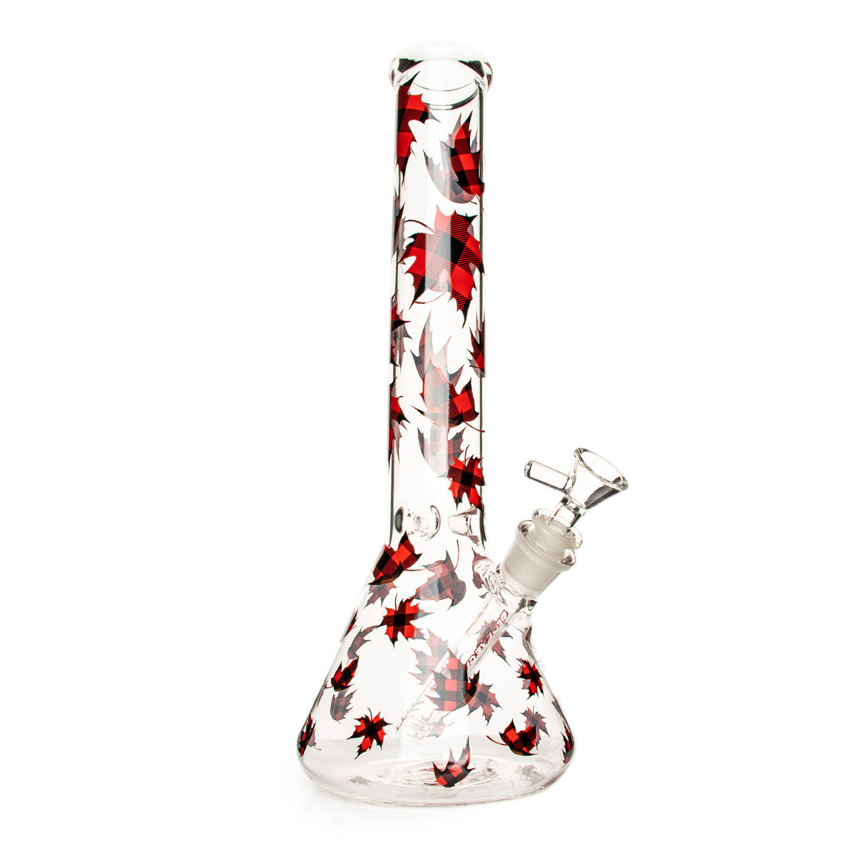 Bong: Red Eye Glass 15" Plaid Maple Leaf