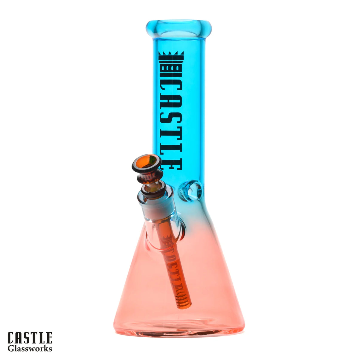 Castle Glass: 12"  Electroplated Dayglo (5mm Thick - Blue/Orange)