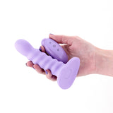 Colours Ribbed 5" Vibrating Dildo - Purple
