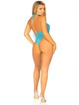 Keyhole Crossover Halter Teddy - Black