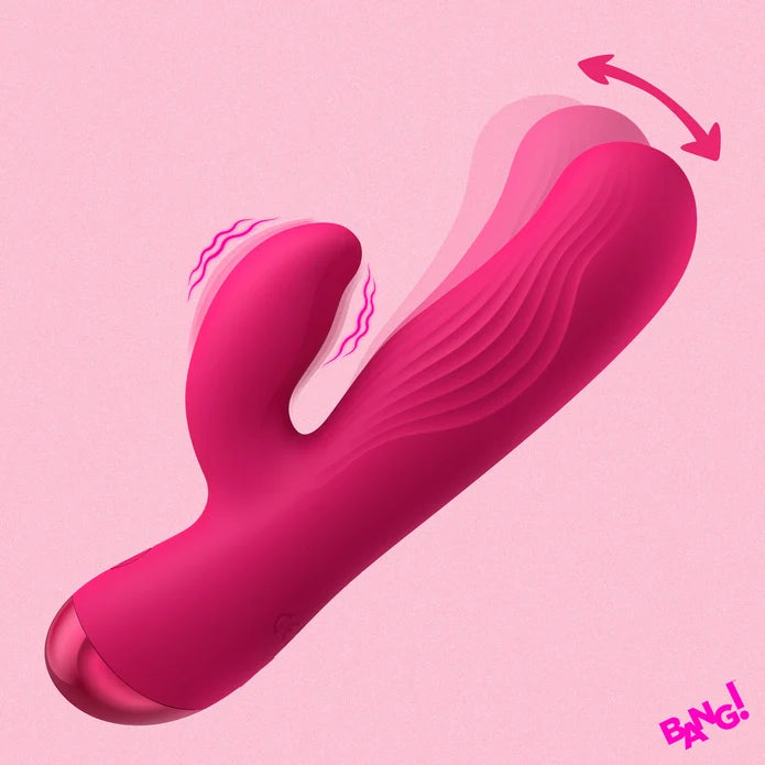 BANG! Flexible Ribbed Silicone Rabbit Vibrator - Pink