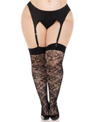 Wild Rose Plus Thigh Highs- Black