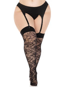 Wild Rose Plus Thigh Highs- Black