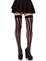 Krya Striped Net Thigh Highs- One Size