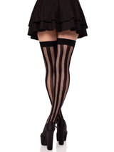 Krya Striped Net Thigh Highs- One Size