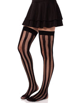 Krya Striped Net Thigh Highs- One Size