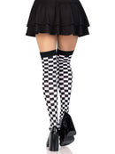 Poppy Checkerboard Thigh High Stockings- One Size