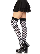 Poppy Checkerboard Thigh High Stockings- One Size