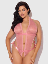 Kiki Lace & Satin Teddy - Dusty Rose