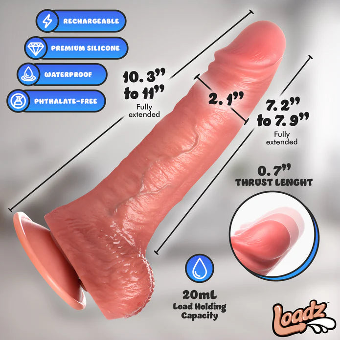 Loadz 10" Thrusting, Vibrating, Squirting Dildo