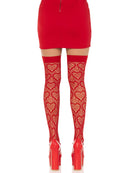 Amore Heart Net Thigh Highs- One Size Red