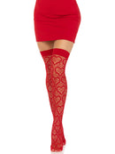 Amore Heart Net Thigh Highs- One Size Red