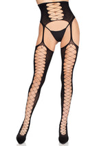 Opaque Faux LaceUp Stockings