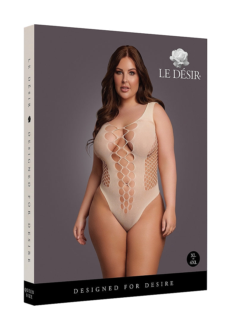 Contrast Fence Net Teddy - Beige