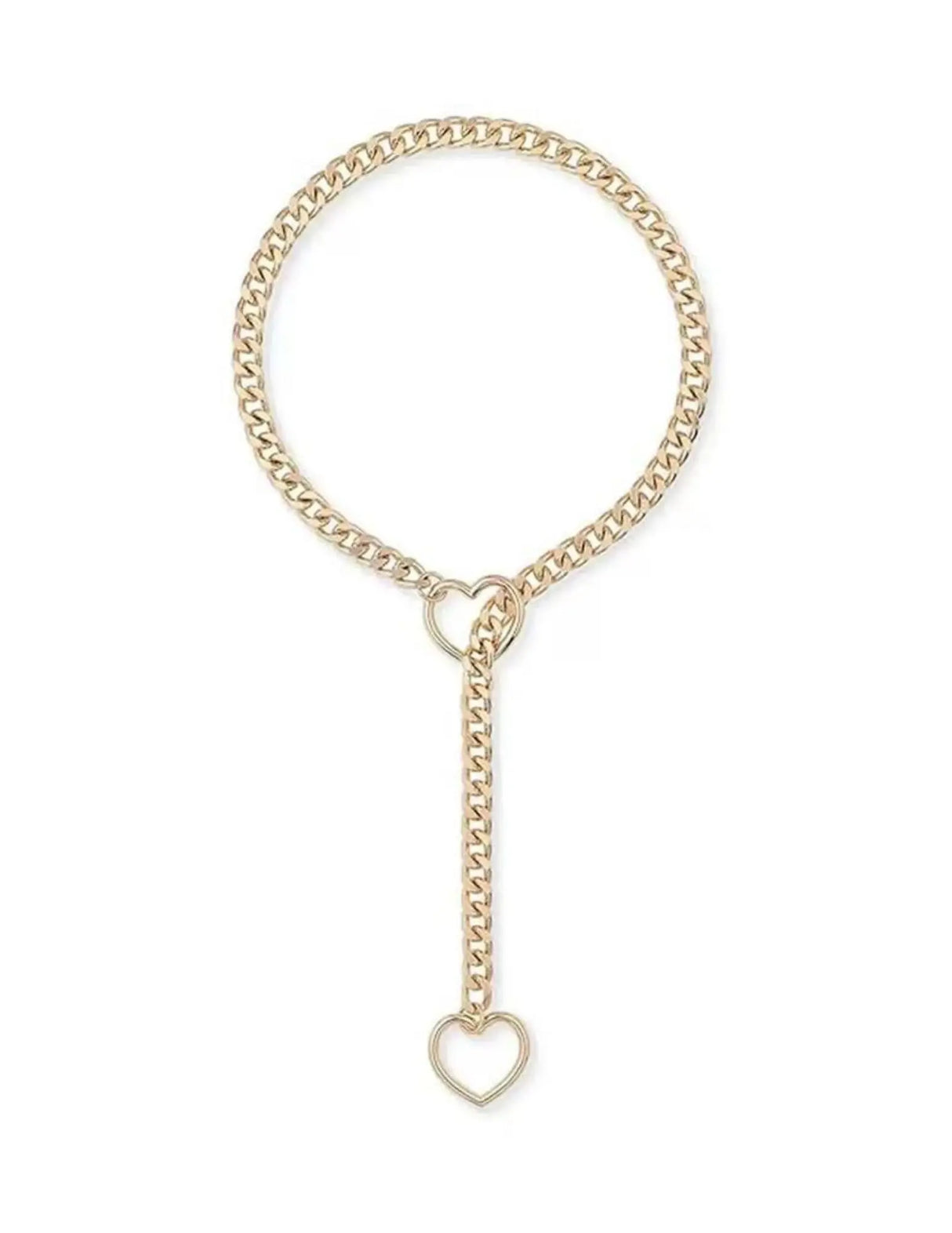 Heart O Ring Slip Choke Chain - Gold