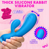 BANG! Flexible Thick Silicone Rabbit Vibrator - Blue