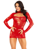 Cuff It Lace Mini Dress- One Size Red