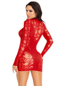 Cuff It Lace Mini Dress- One Size Red