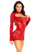 Cuff It Lace Mini Dress- One Size Red