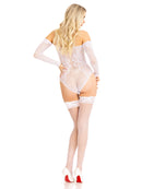 Fade Into You Rhinestone Lace Teddy- One Size White