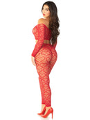 Wild Hearts Crop Top and Footless Tights- One Size Red