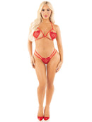 Illicit Affair Bra and Panty Set- One Size Red