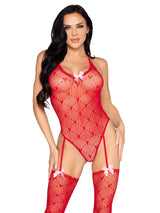 Love Spell Garter Teddy- Red One Size