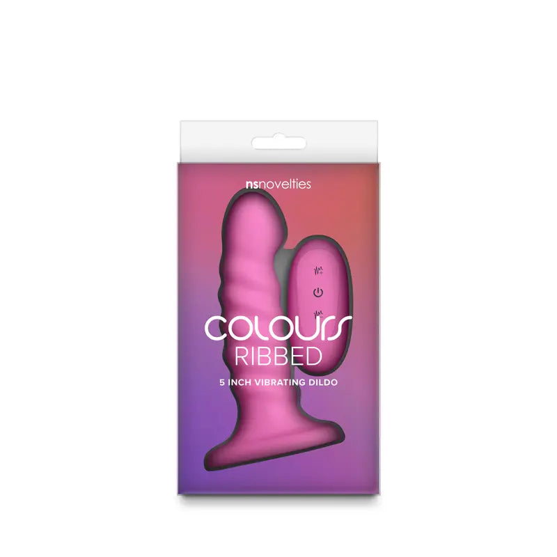 Colours Ribbed 5" Vibrating Dildo - Pink
